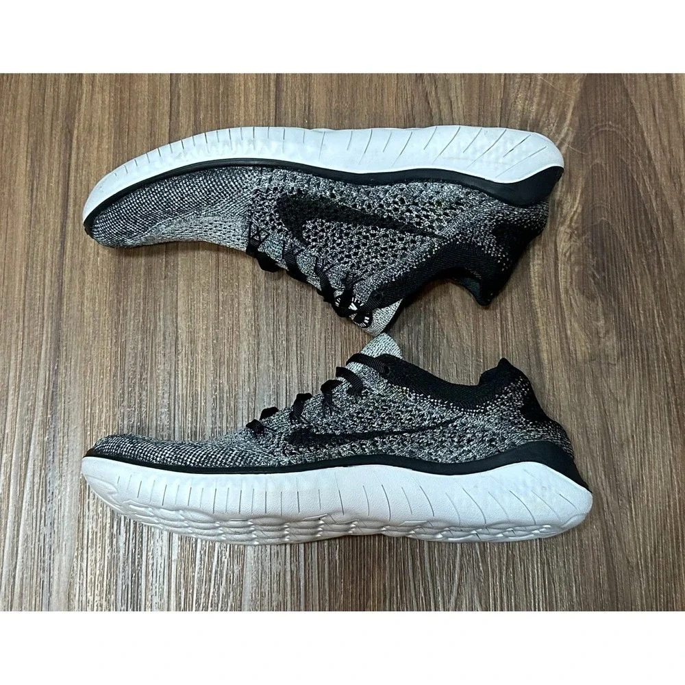 Nike Free RN Flyknit 2018 Oreo Black Running Shoes (942838-101) Men Sz 7.5